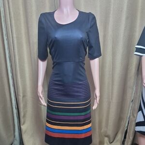 Black Dress with Multicolor Stripes